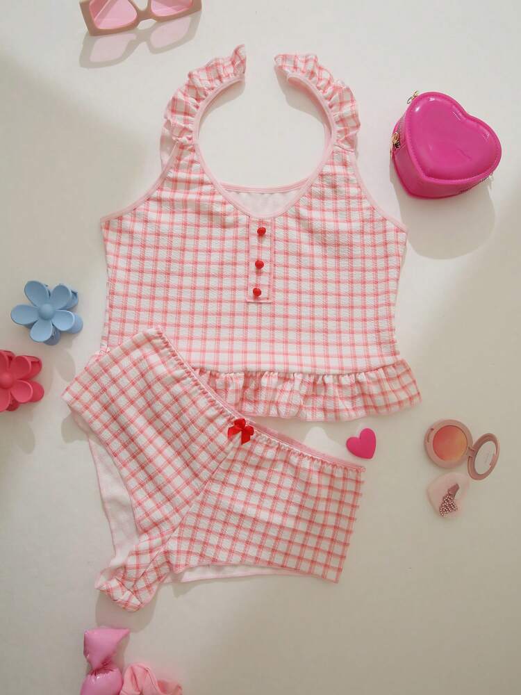2-Piece Women’s Kawaii Lingerie Set – Camisole Top & Shorts Sleepwear, Cute & Comfortable