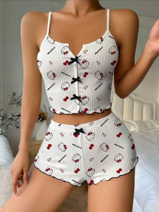 Women’s Hello Kitty Summer Pajama Top – Cute Sleeveless Sleepwear Shirt, Perfect for Vacation